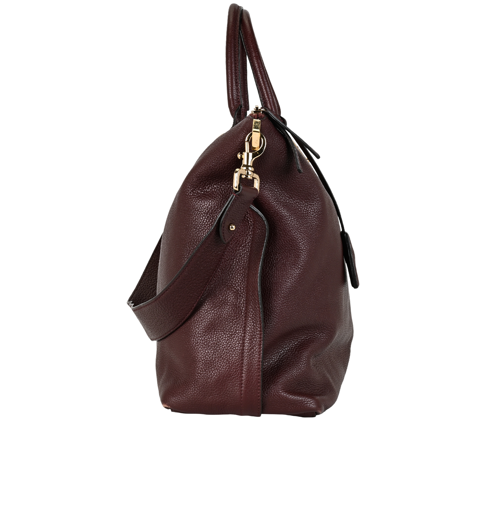 Alice Zipped Tote, &pound;250, Handbags, Burgundy, Leather, Side view
